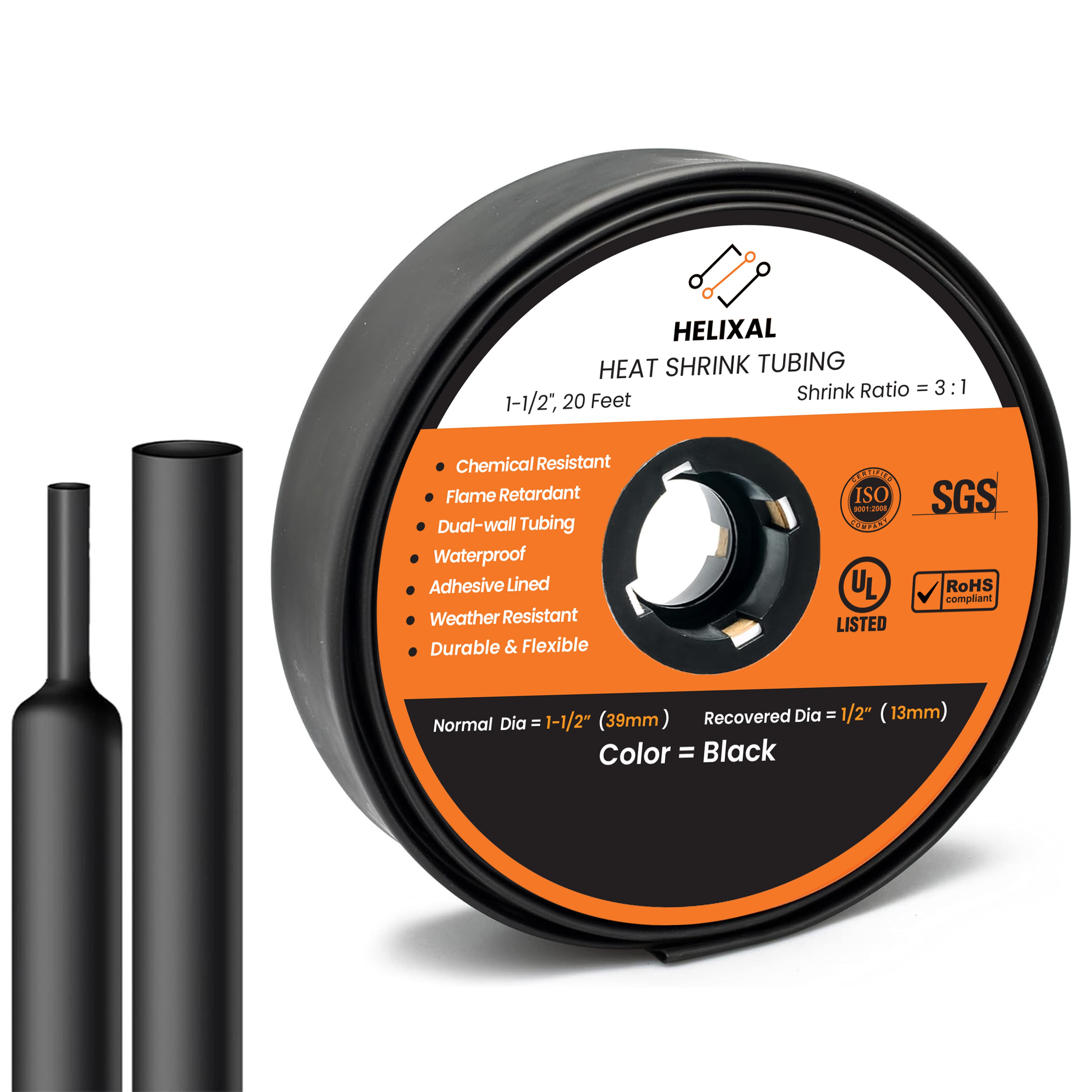Helixal 3:1 Dual Wall — Large Rolls 1-1/2" heat shrink tubing
