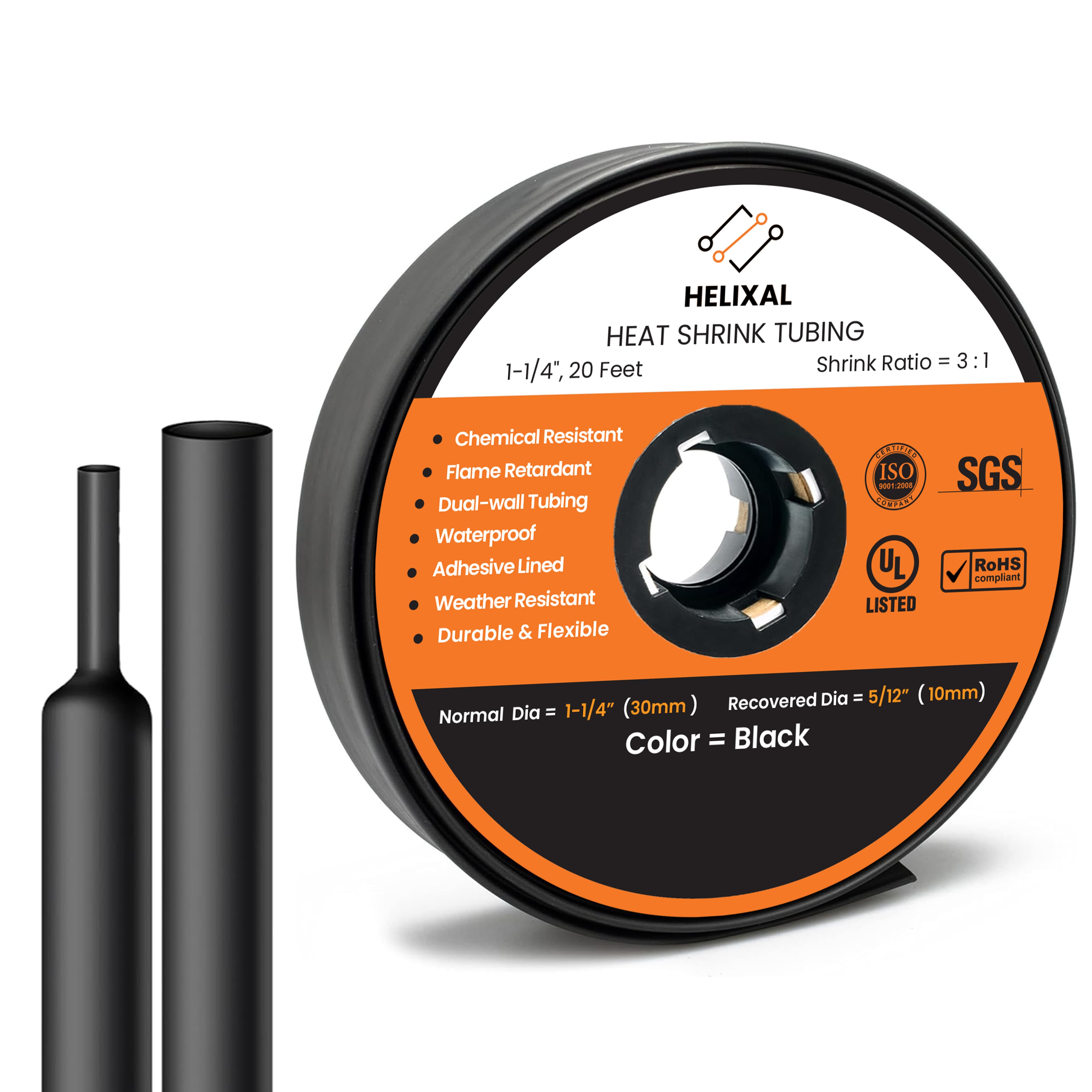 Helixal 3:1 Dual Wall — Large Rolls 1-1/4" heat shrink tubing