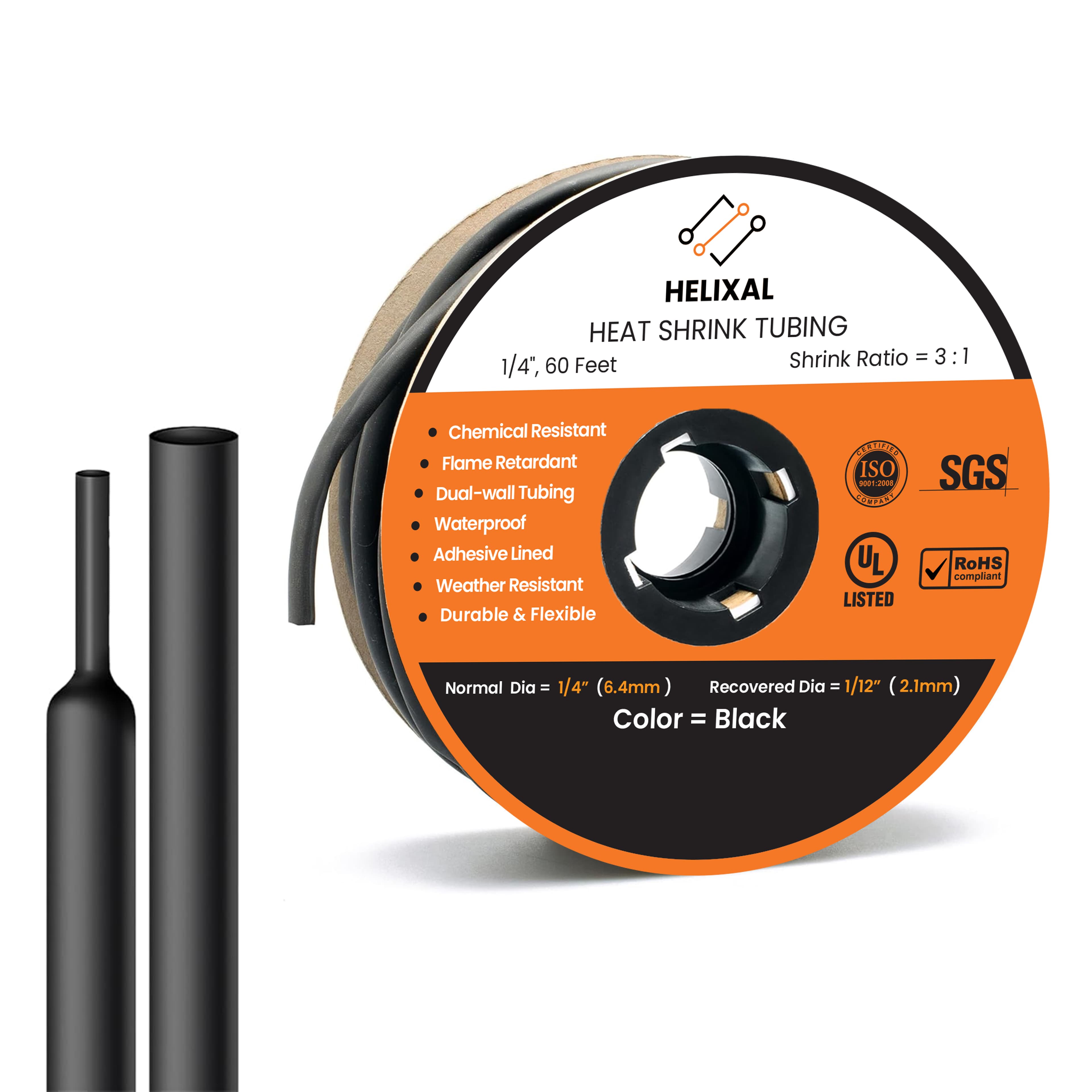 Helixal 3:1 Dual Wall — Large Rolls 1/4" heat shrink tubing