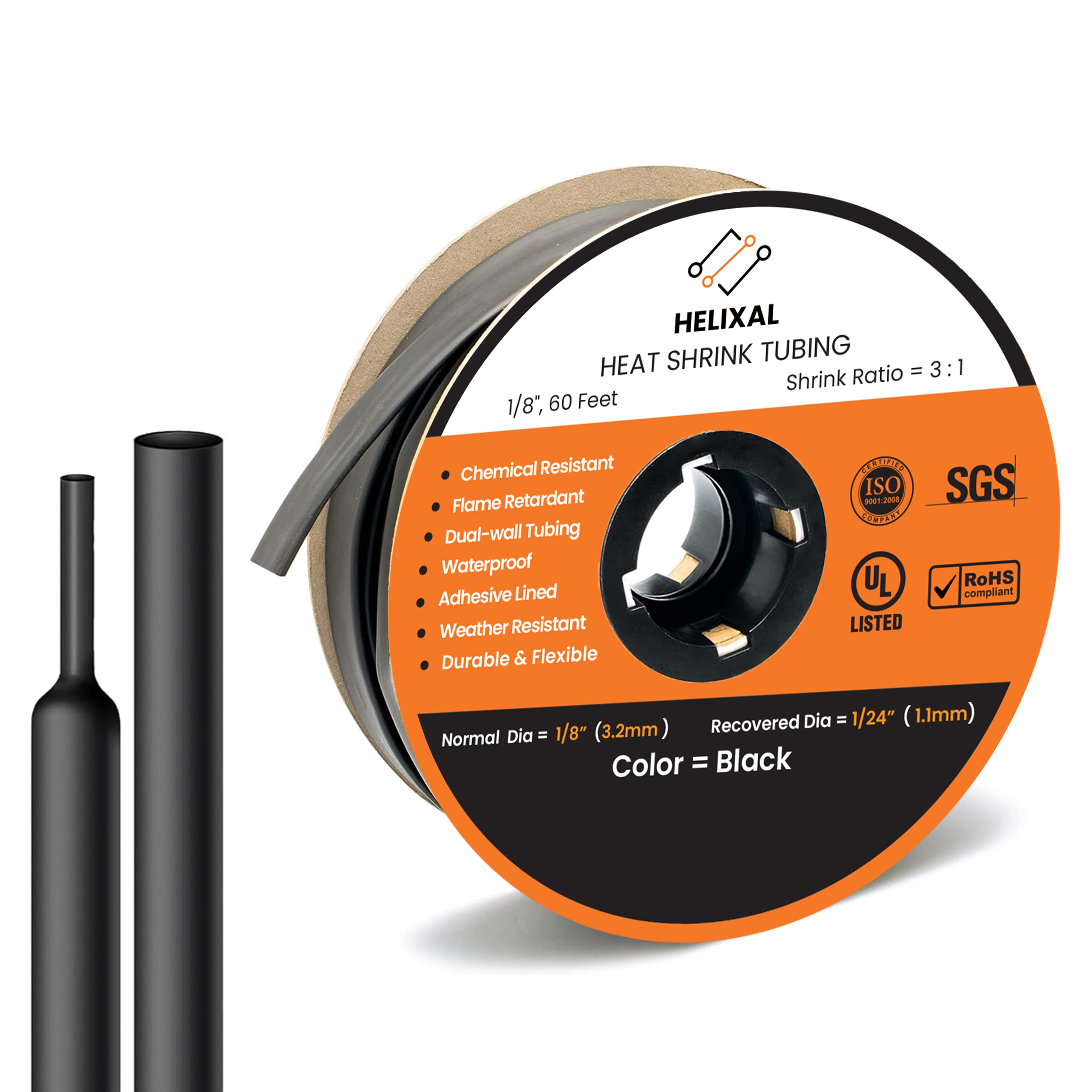 Helixal 3:1 Dual Wall — Large Rolls 1/8" heat shrink tubing
