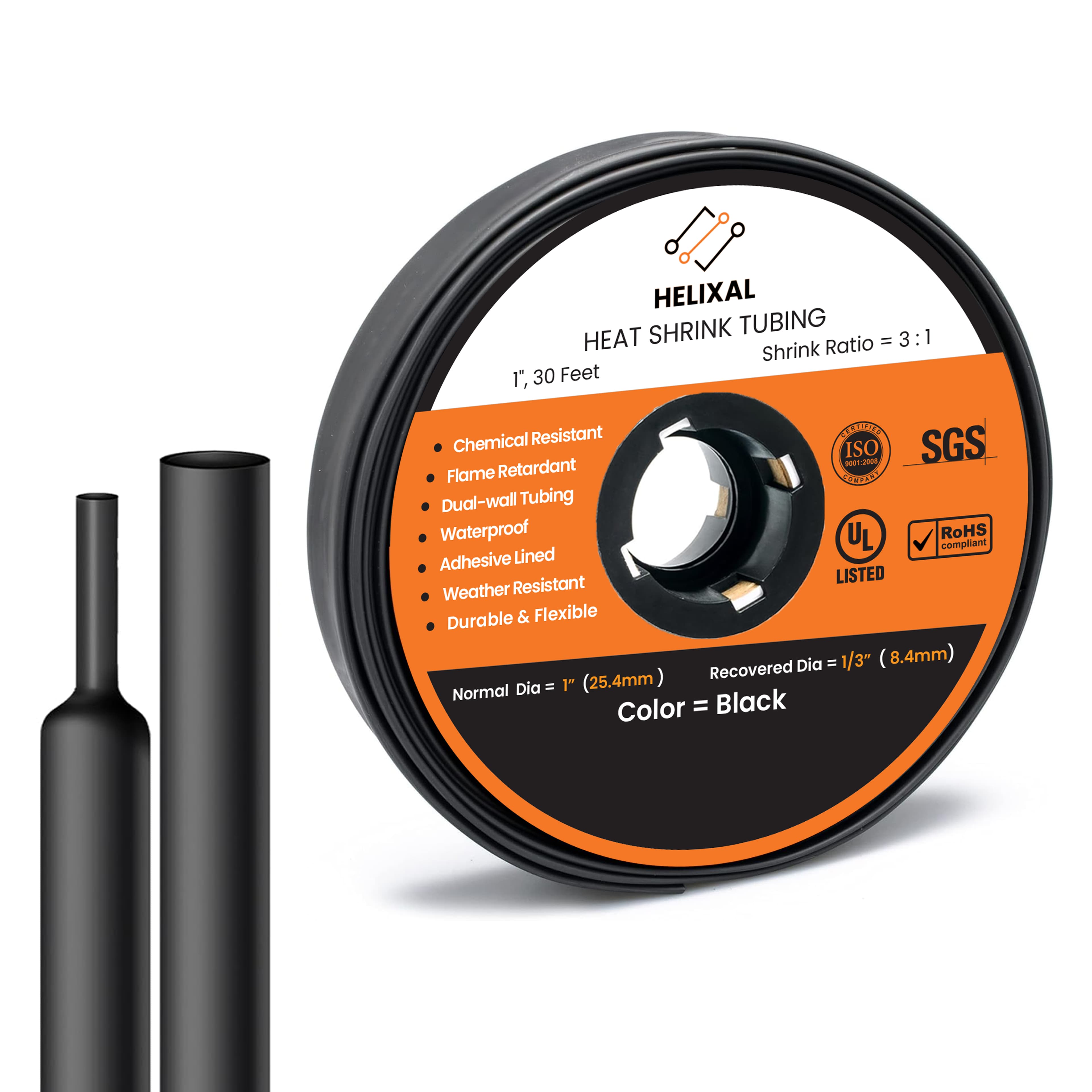 Helixal 3:1 Dual Wall — Large Rolls 1" heat shrink tubing