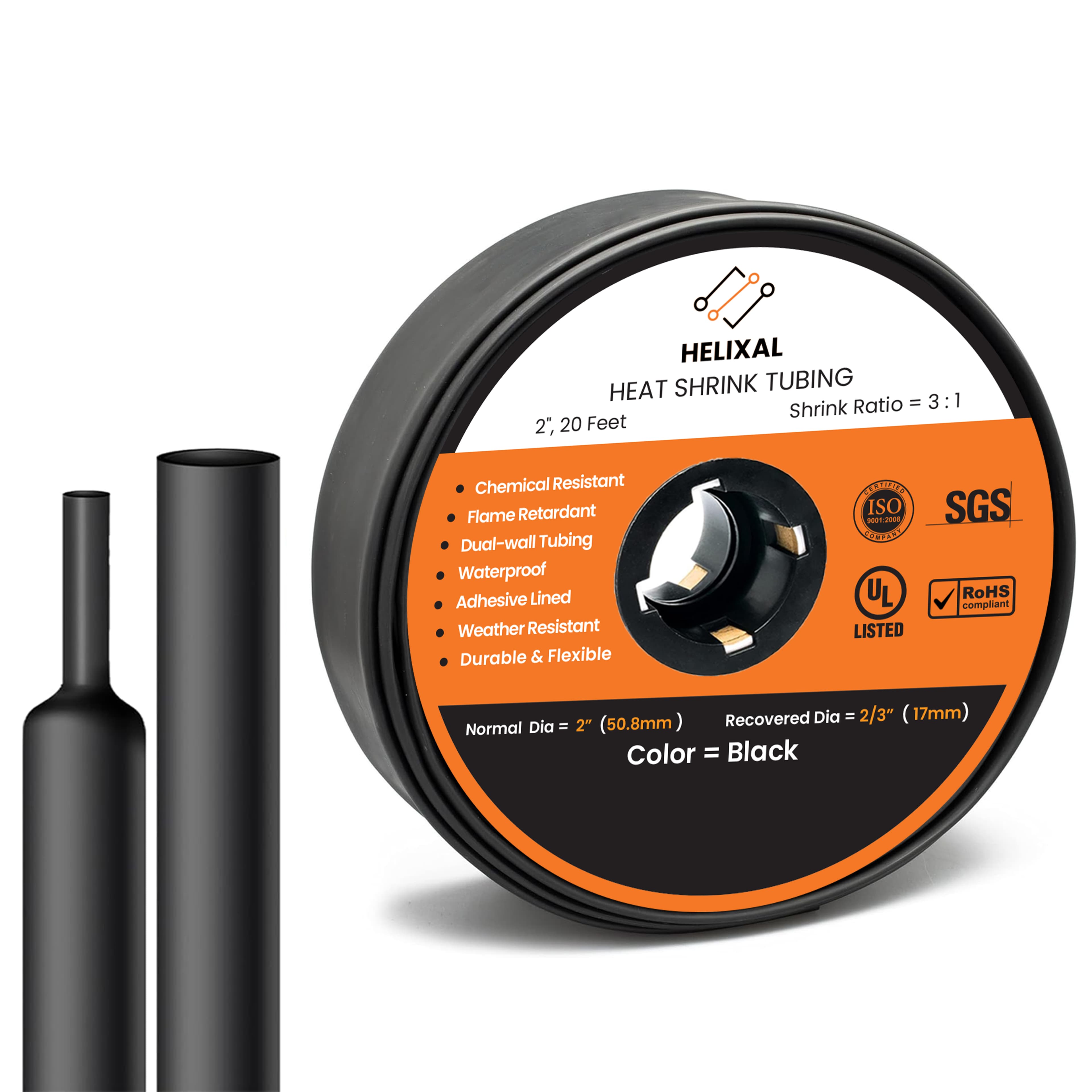 Helixal 3:1 Dual Wall — Large Rolls 2" heat shrink tubing