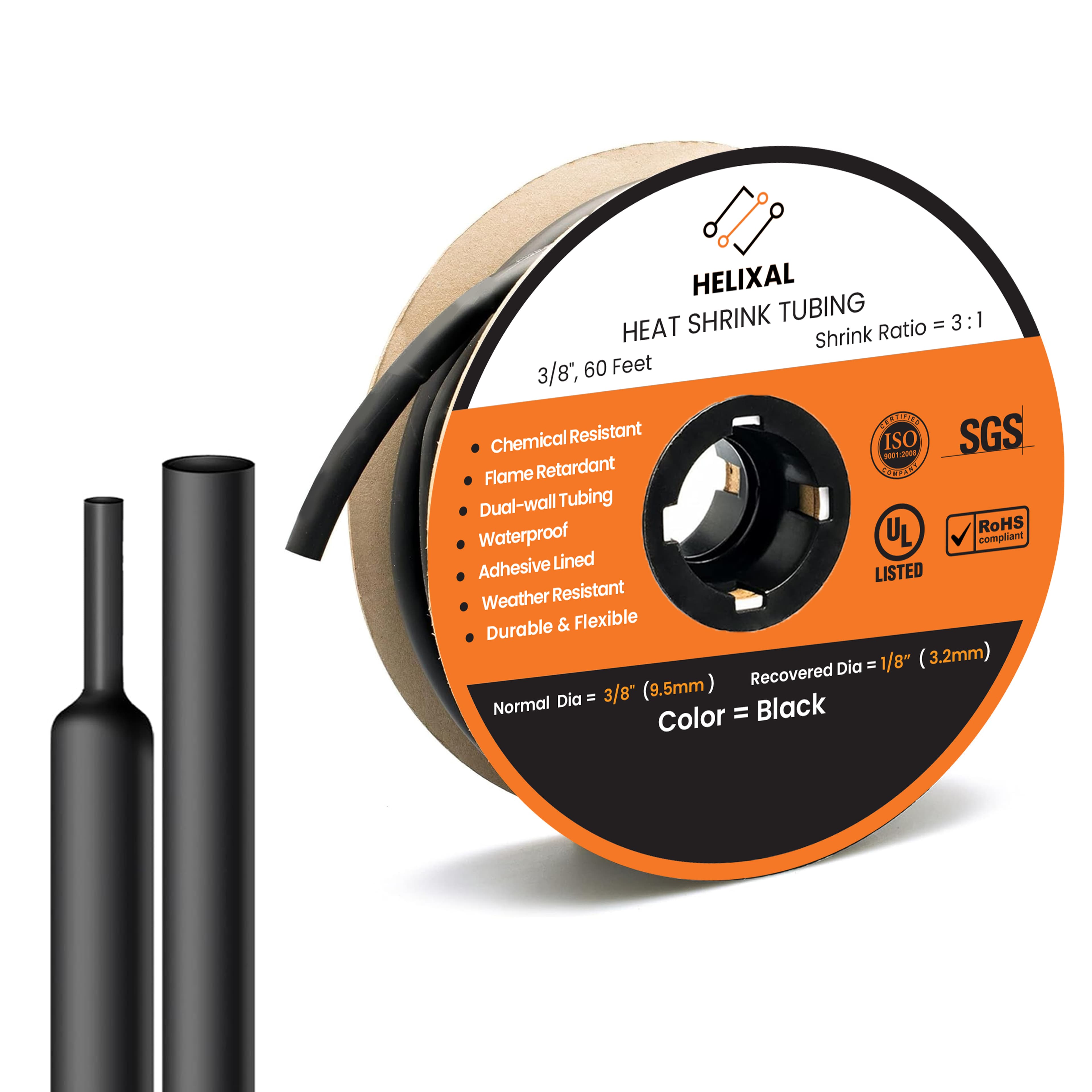 Helixal 3:1 Dual Wall — Large Rolls 3/8" heat shrink tubing
