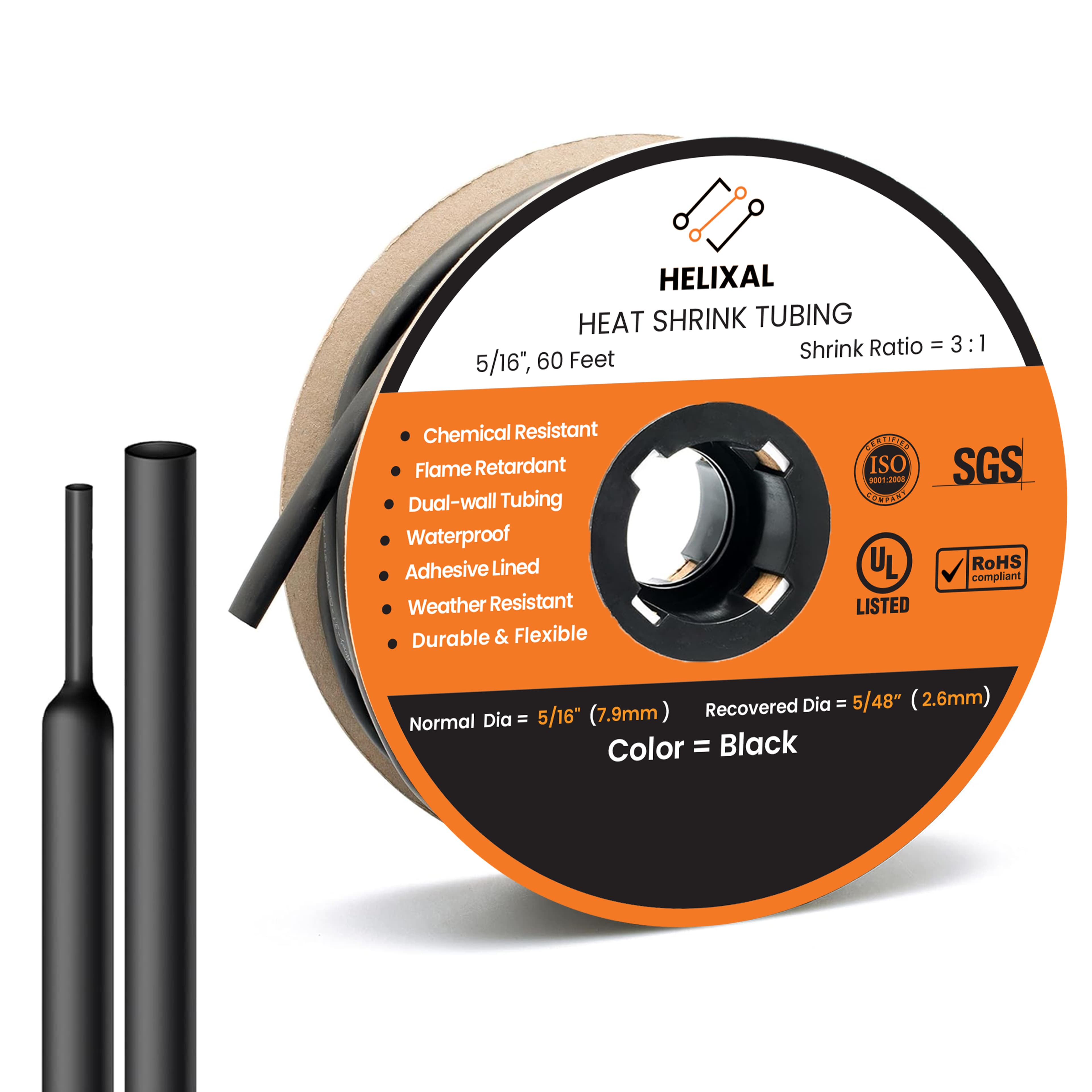 Helixal 3:1 Dual Wall — Large Rolls 5/16" heat shrink tubing