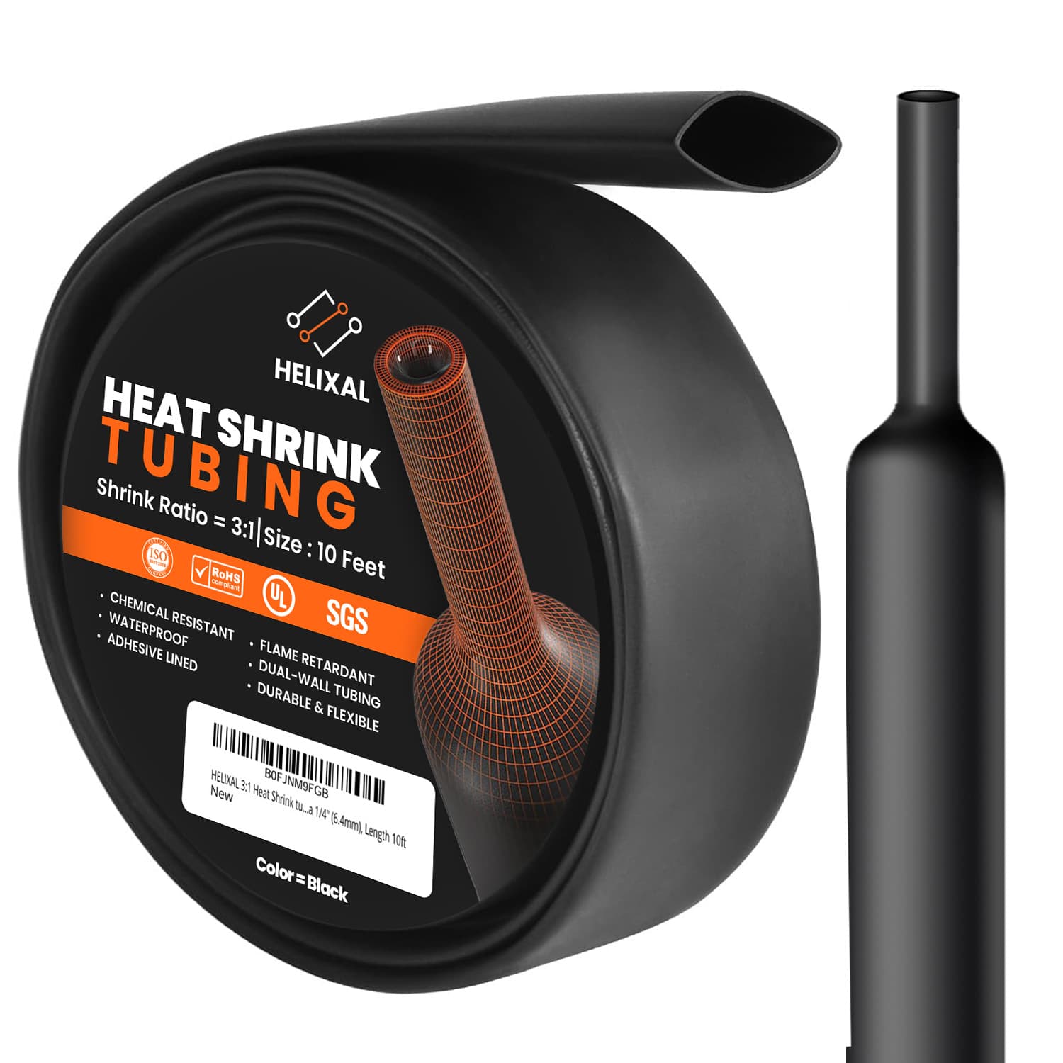 HELIXAL 3:1 Dual Wall Heat Shrink Tubing 1/4" — 10ft short pack