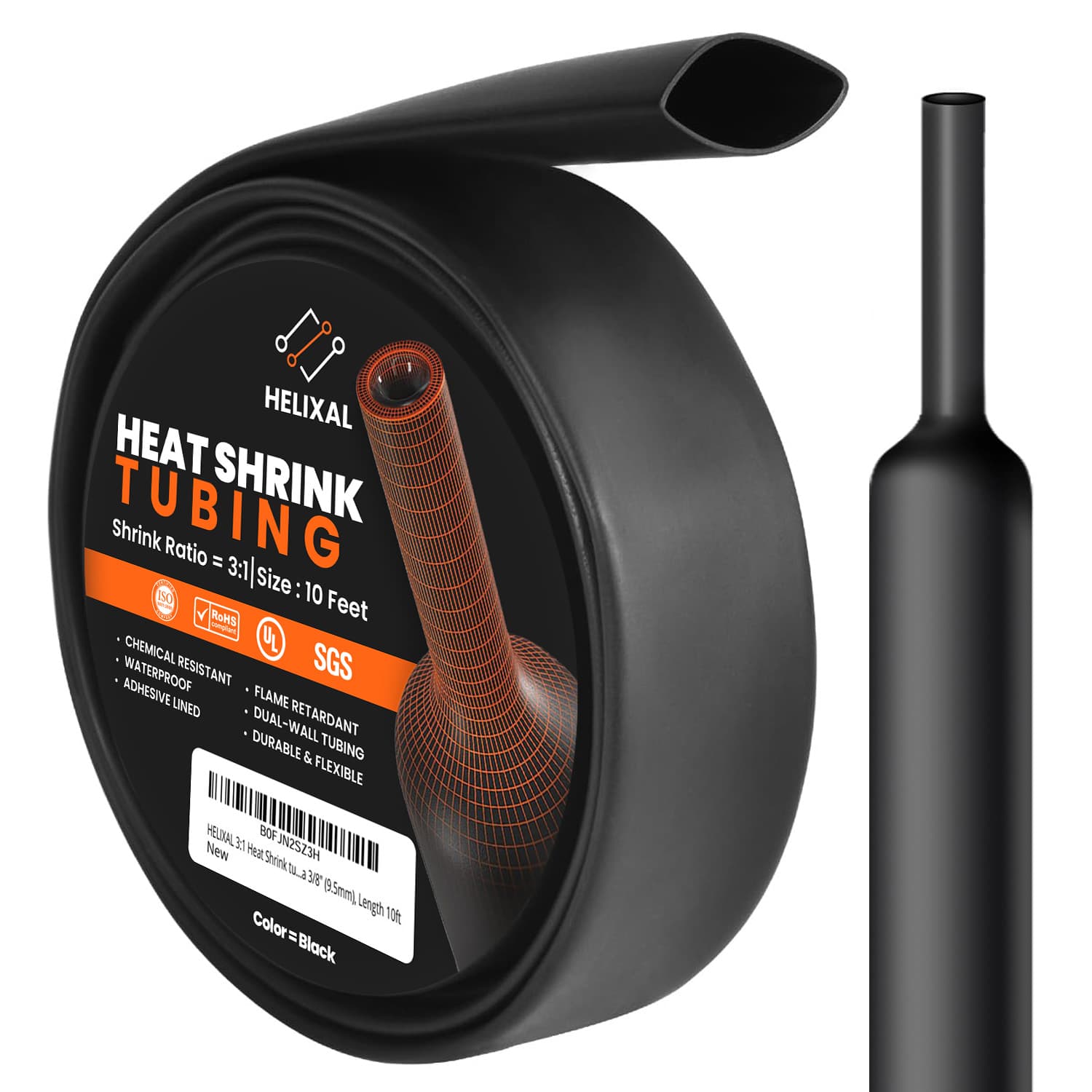 HELIXAL 3:1 Dual Wall Heat Shrink Tubing 3/8" — 10ft short pack