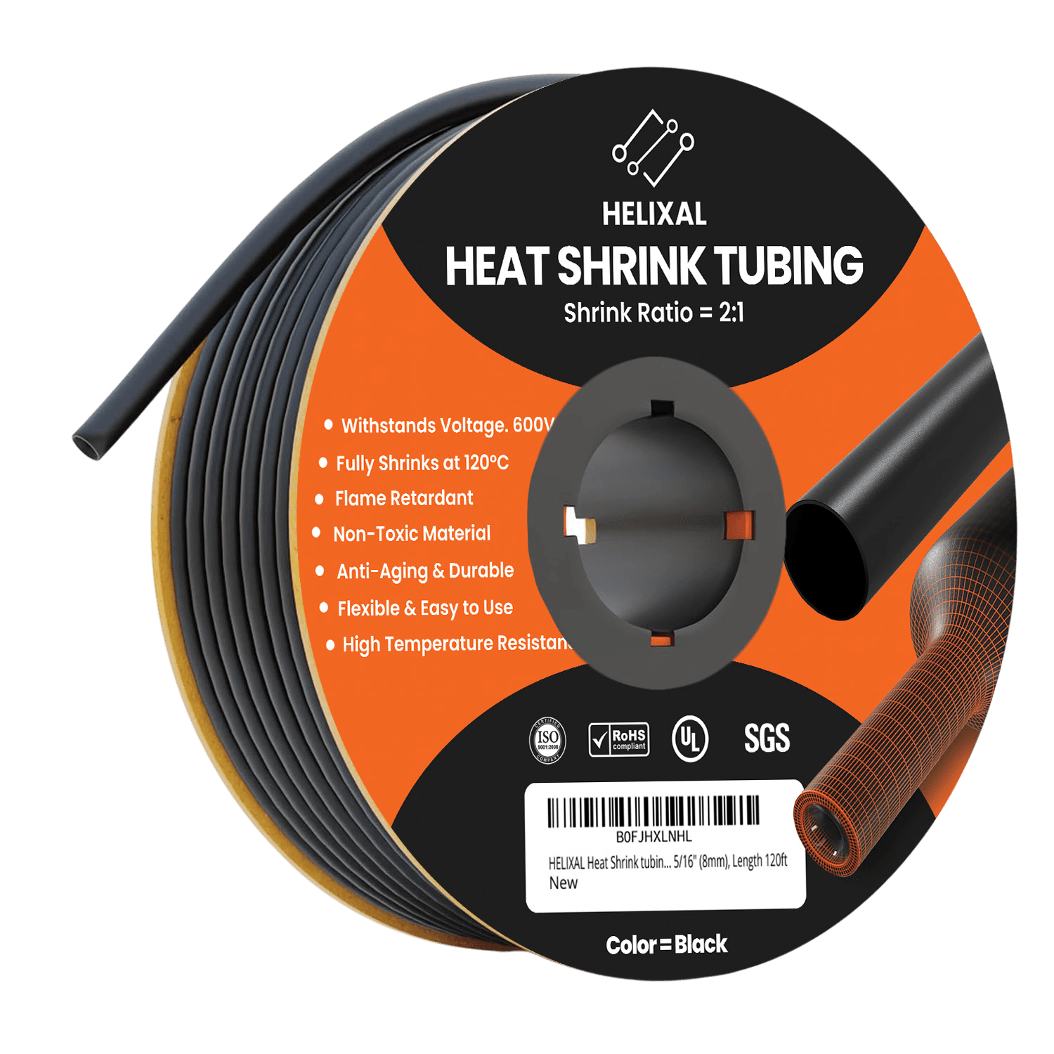 Helixal 2:1 heat shrink tubing 5/16" (8mm) — 120ft