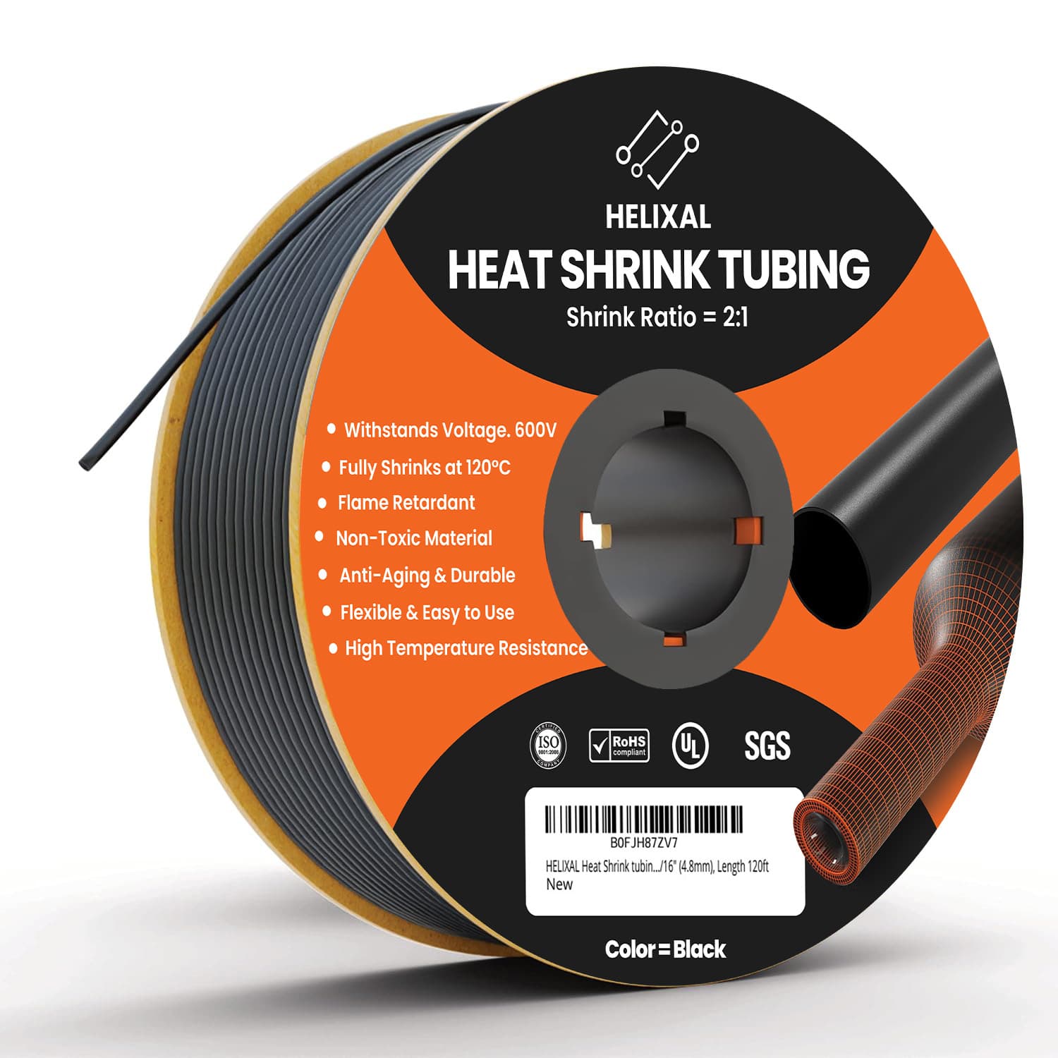 HELIXAL 2:1 Standard Heat Shrink Tubing 3/16" — 120ft roll