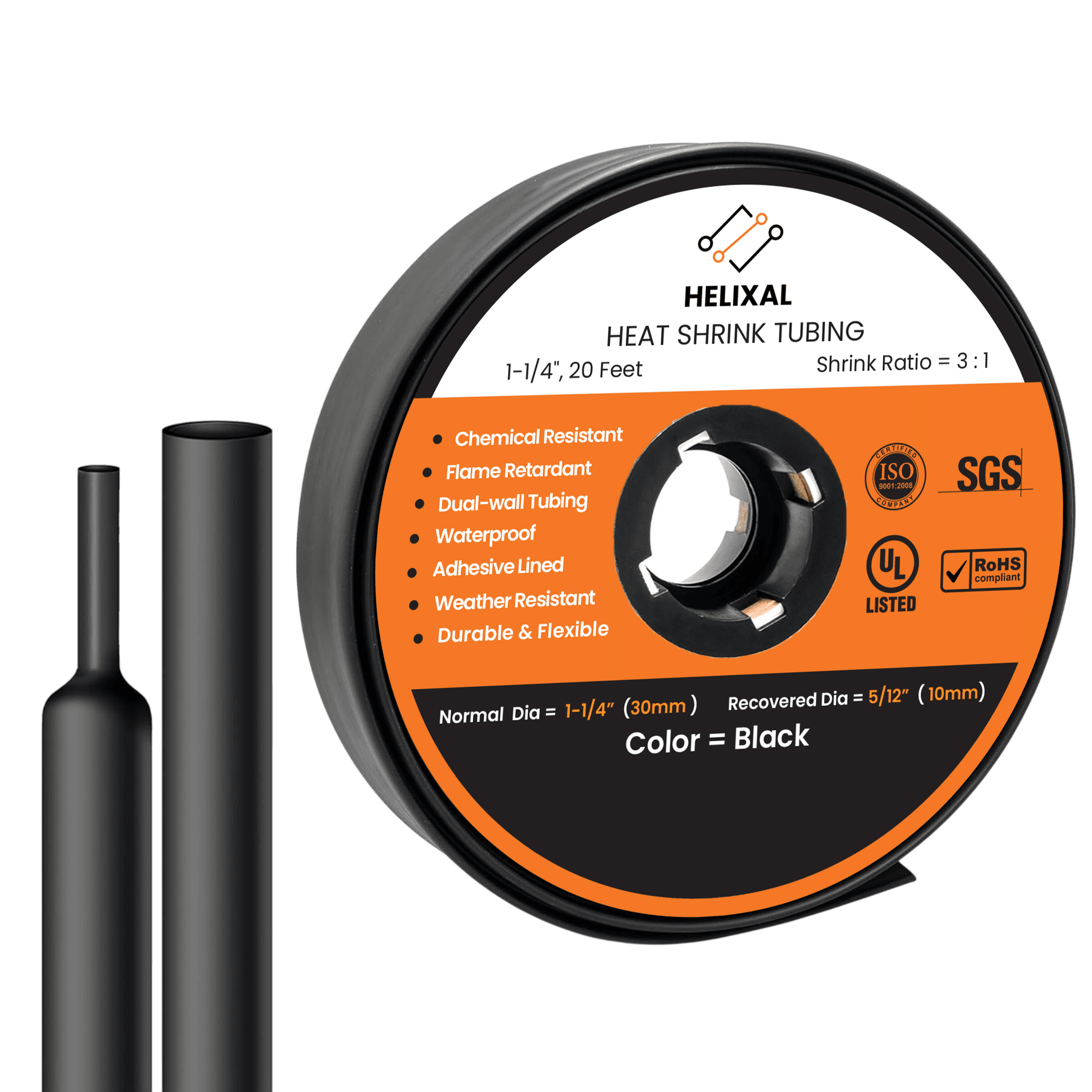 Helixal 3:1 Dual Wall — Large Rolls 1-1/4" heat shrink tubing