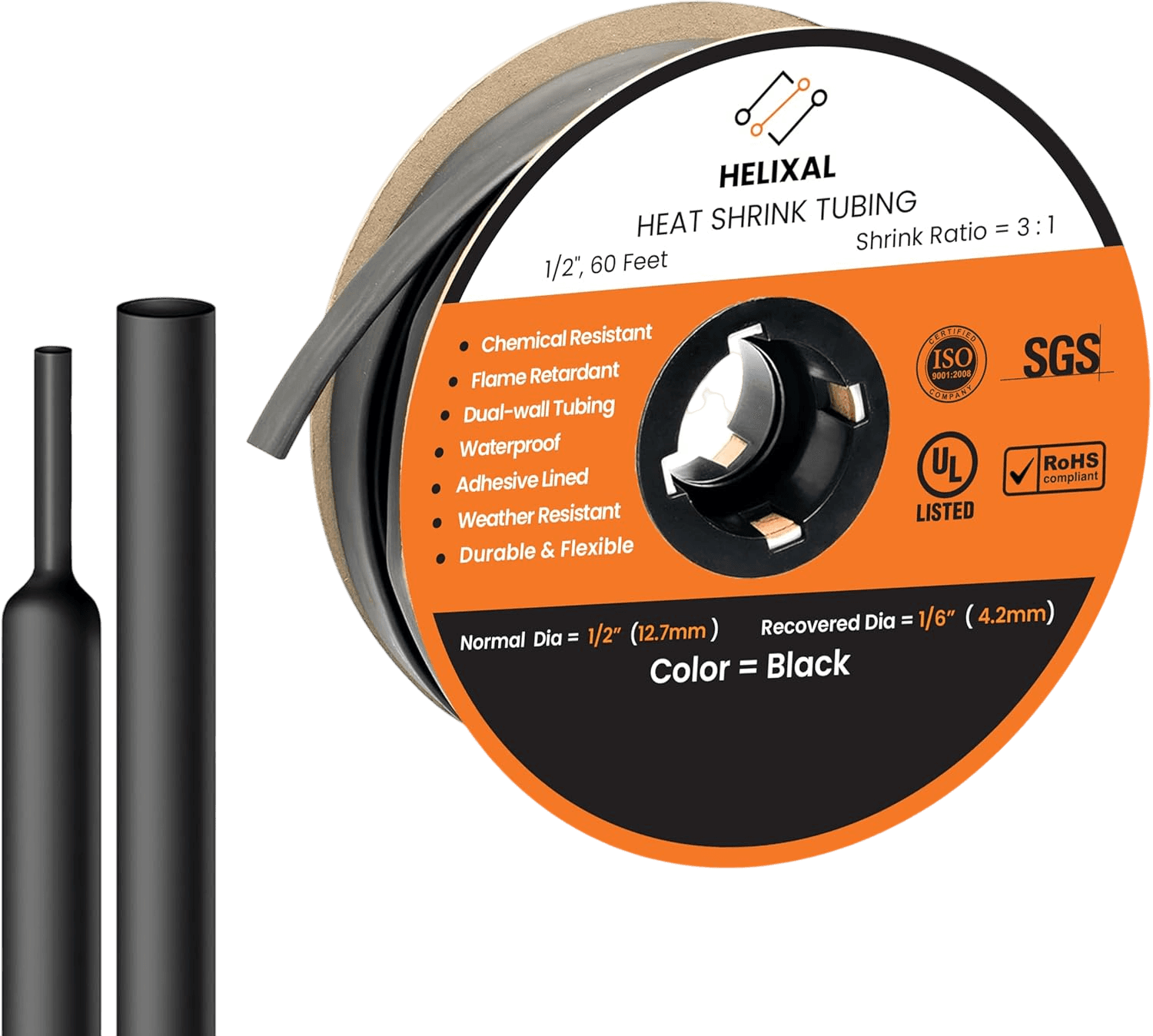 Helixal 3:1 Dual Wall — Large Rolls 1/2" heat shrink tubing