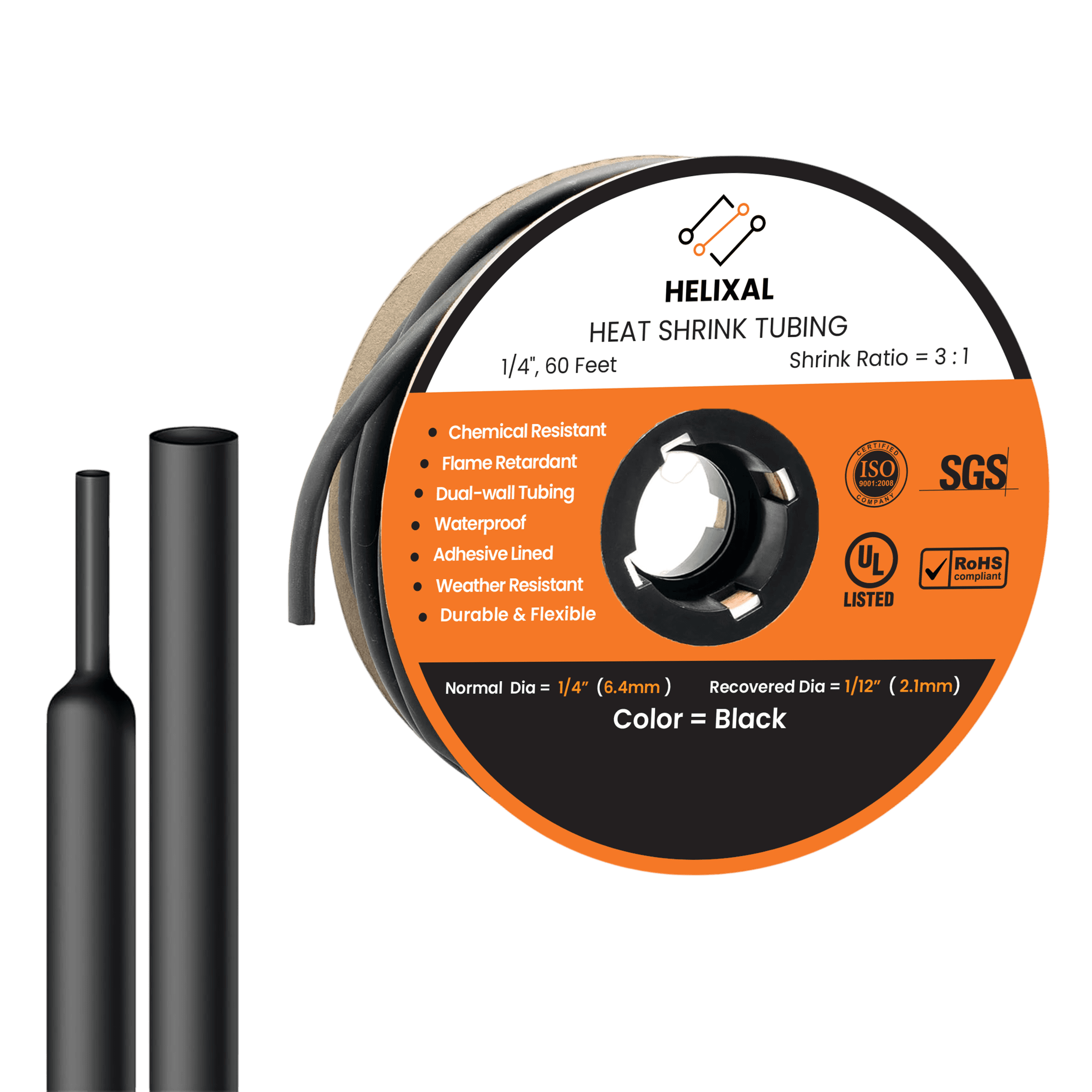 Helixal 3:1 Dual Wall — Large Rolls 1/4" heat shrink tubing