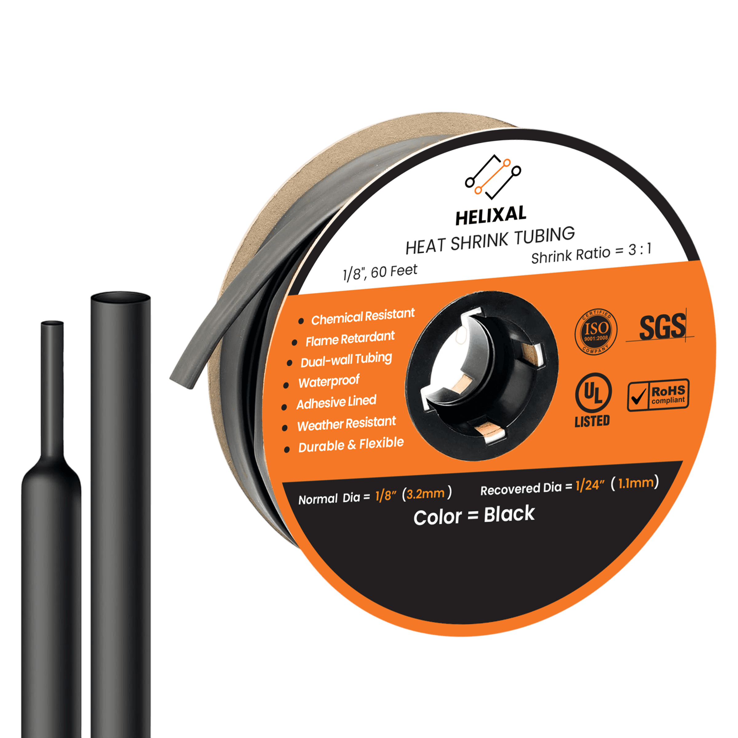 Helixal 3:1 Dual Wall — Large Rolls 1/8" heat shrink tubing