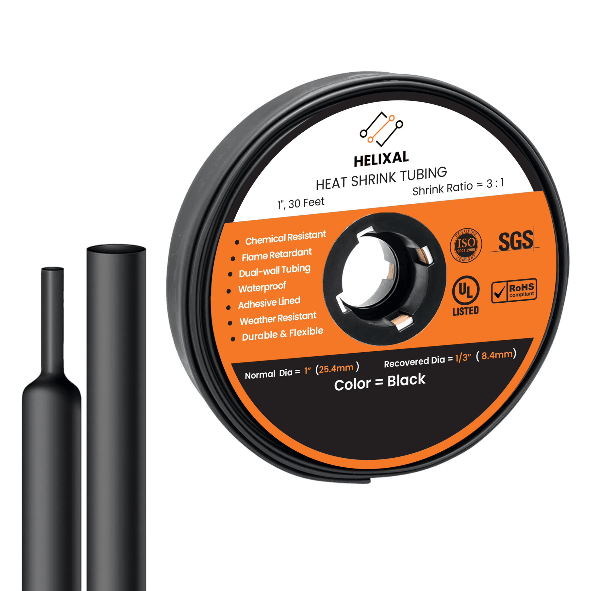Helixal 3:1 Dual Wall — Large Rolls 1" heat shrink tubing