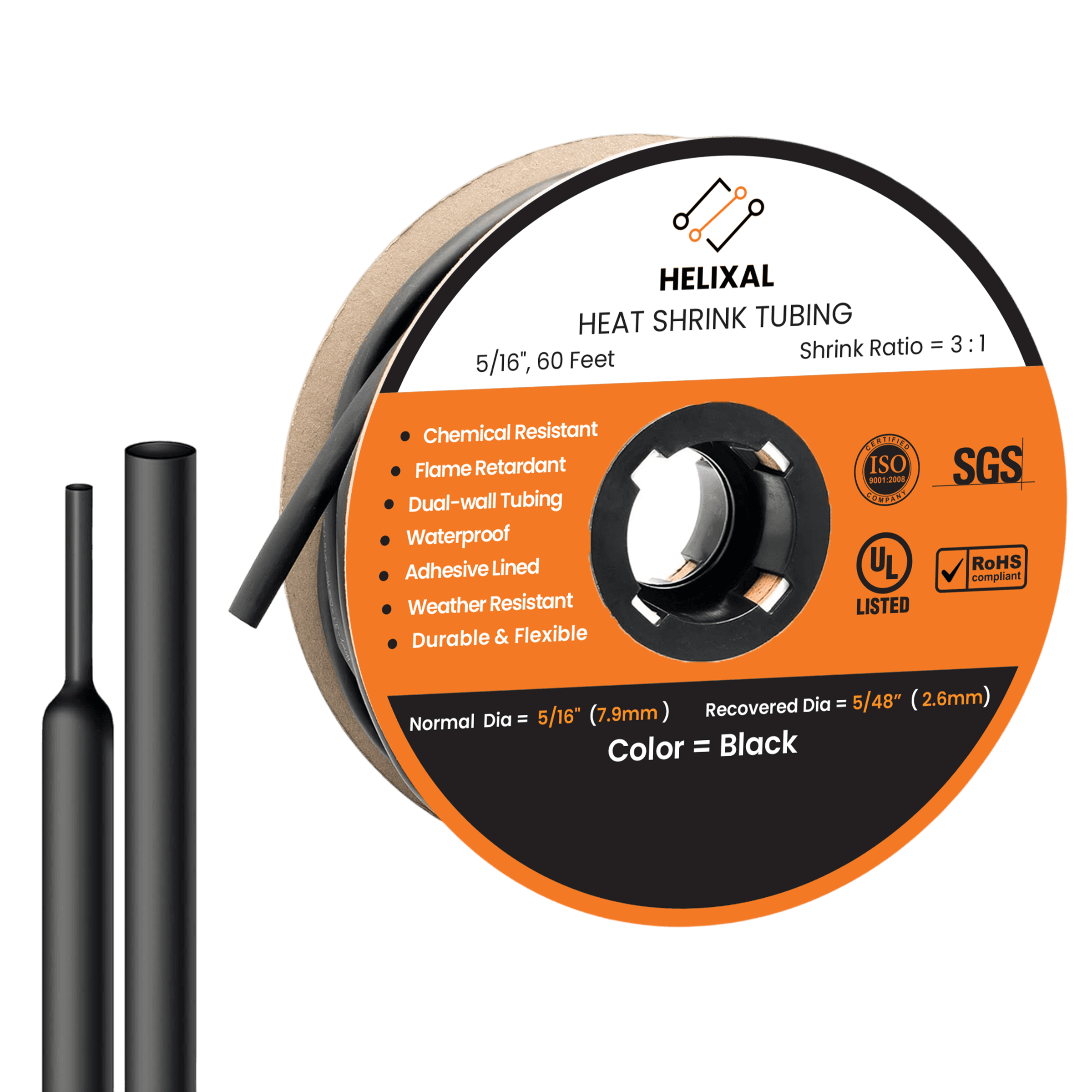 Helixal 3:1 Dual Wall — Large Rolls 5/16" heat shrink tubing